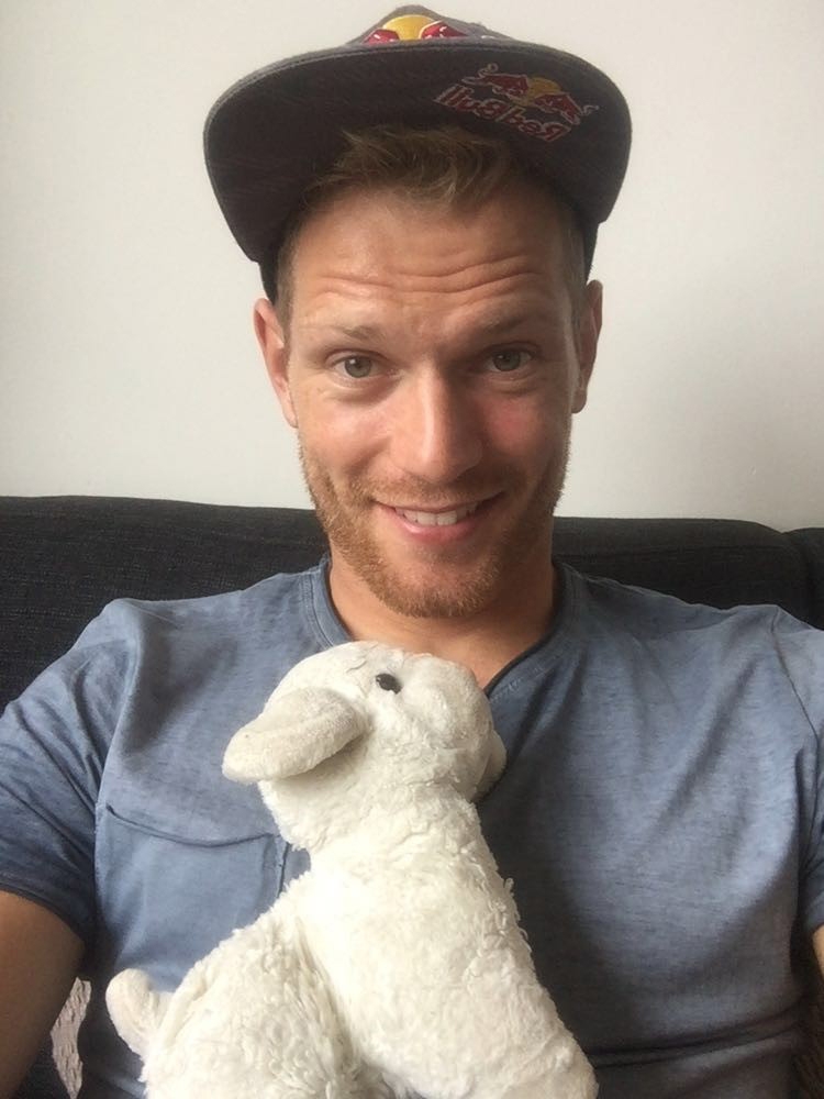 Alex with his little sheep – which he guesses is a “her” after all these years. Credit Alexander Brouwer